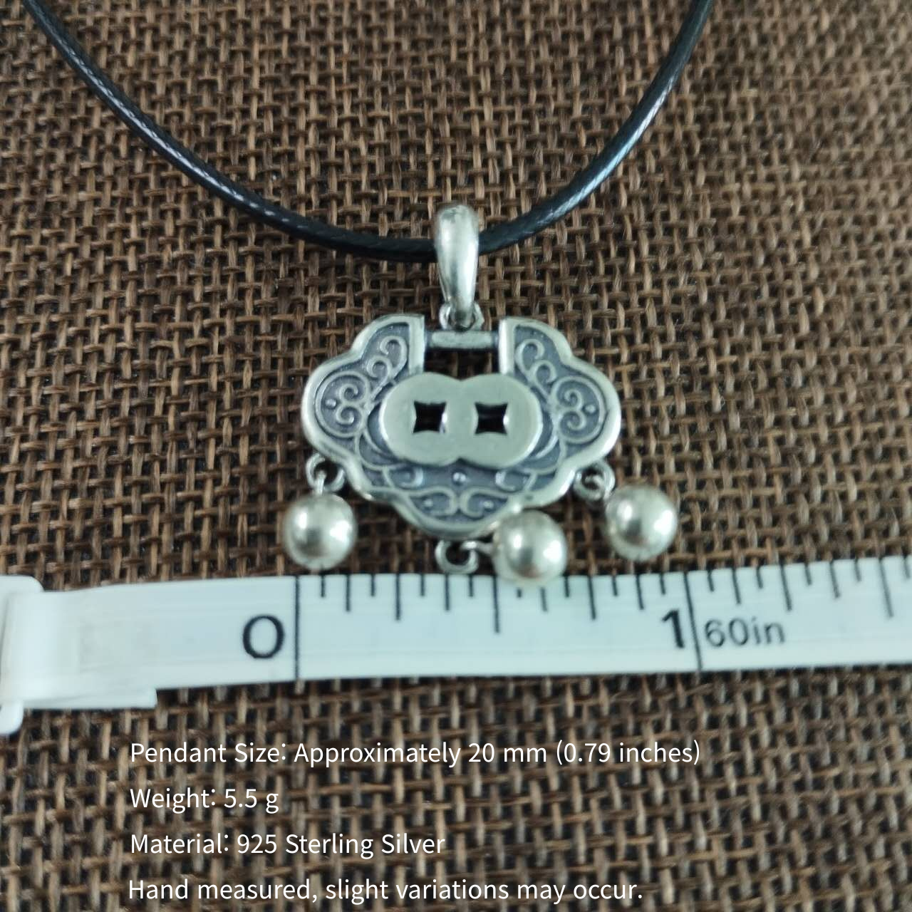 S925 Sterling Silver Longevity Lock Pendant Necklace – Lucky Amulet Jewelry Gift