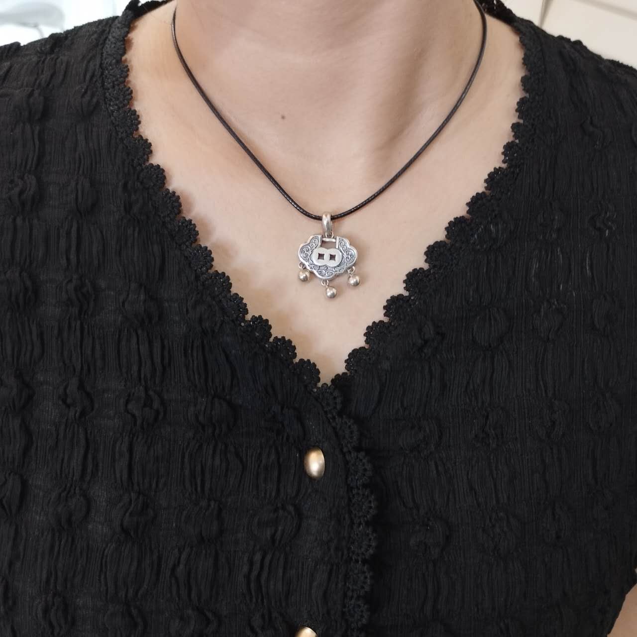 S925 Sterling Silver Longevity Lock Pendant Necklace – Lucky Amulet Jewelry Gift