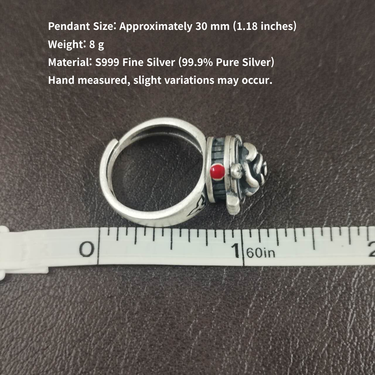 S999 Fine Silver Rose Locket Ring – Adjustable Vintage Gothic Gau Amulet Jewelry, Handmade Spiritual Gift for Women