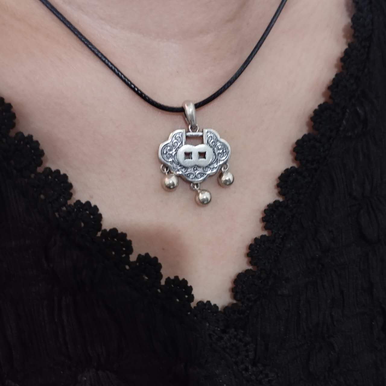 S925 Sterling Silver Longevity Lock Pendant Necklace – Lucky Amulet Jewelry Gift
