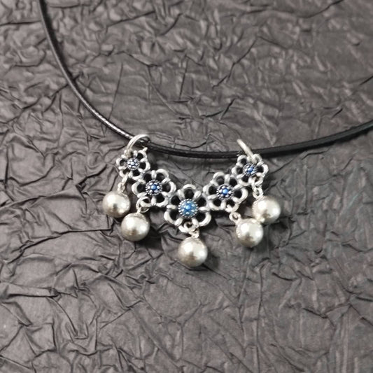 S925 Sterling Silver Vintage Longevity Lock Pendant – Hollow Peace Amulet Necklace with Floral Bell, Handmade Ethnic Jewelry Gift