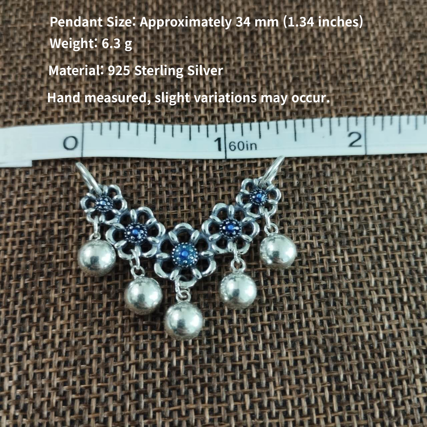 S925 Sterling Silver Vintage Longevity Lock Pendant – Hollow Peace Amulet Necklace with Floral Bell, Handmade Ethnic Jewelry Gift