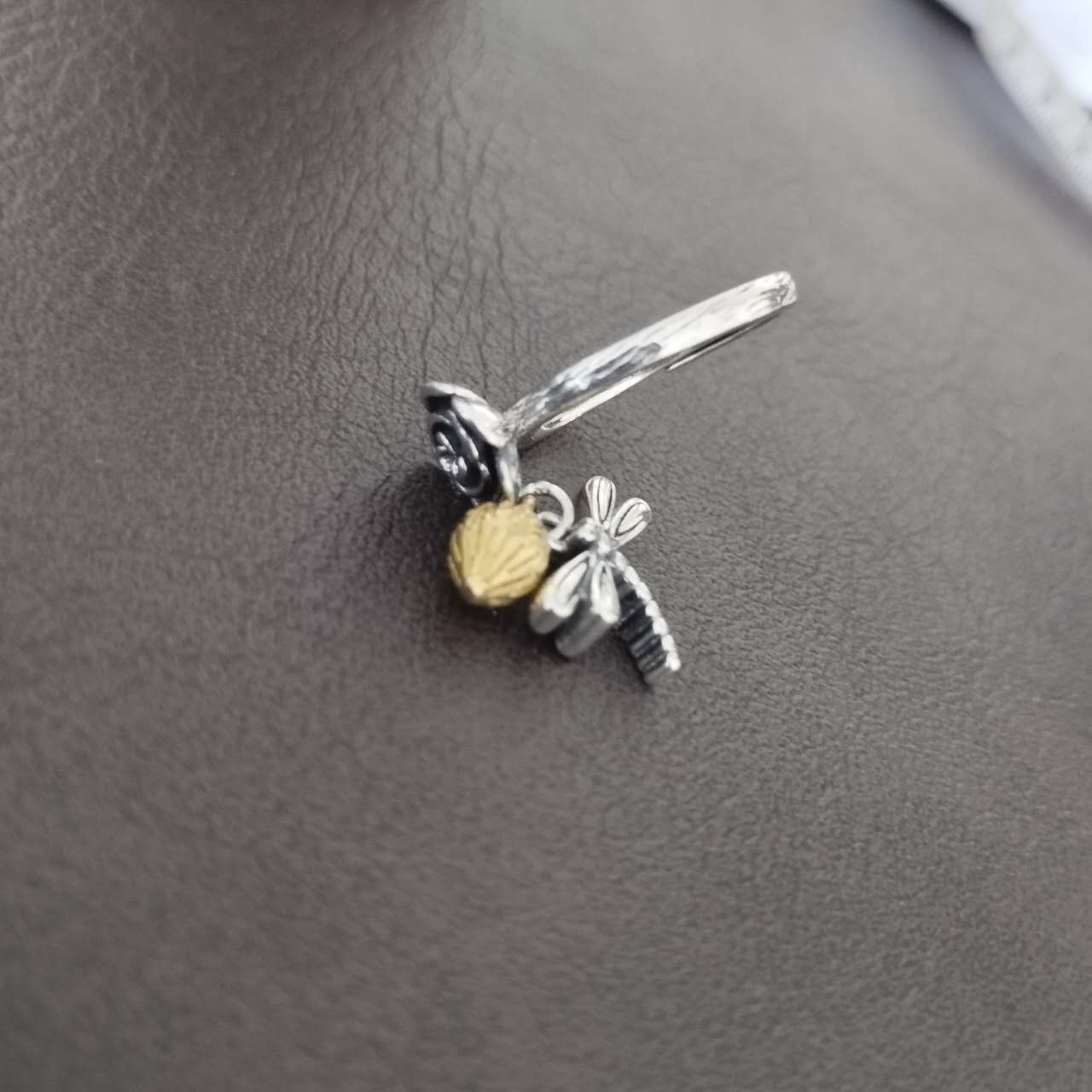 Dragonfly Ring Sterling Silver Adjustable – Rose & Lotus Flower Jewelry, Boho Nature Statement Ring, Romantic Handmade Gift for Women