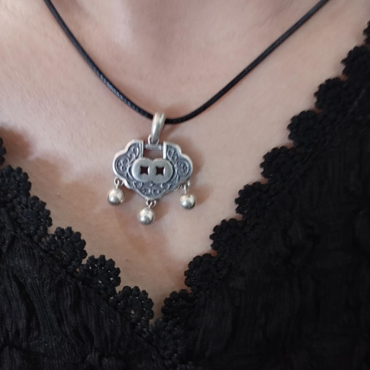 S925 Sterling Silver Longevity Lock Pendant Necklace – Lucky Amulet Jewelry Gift