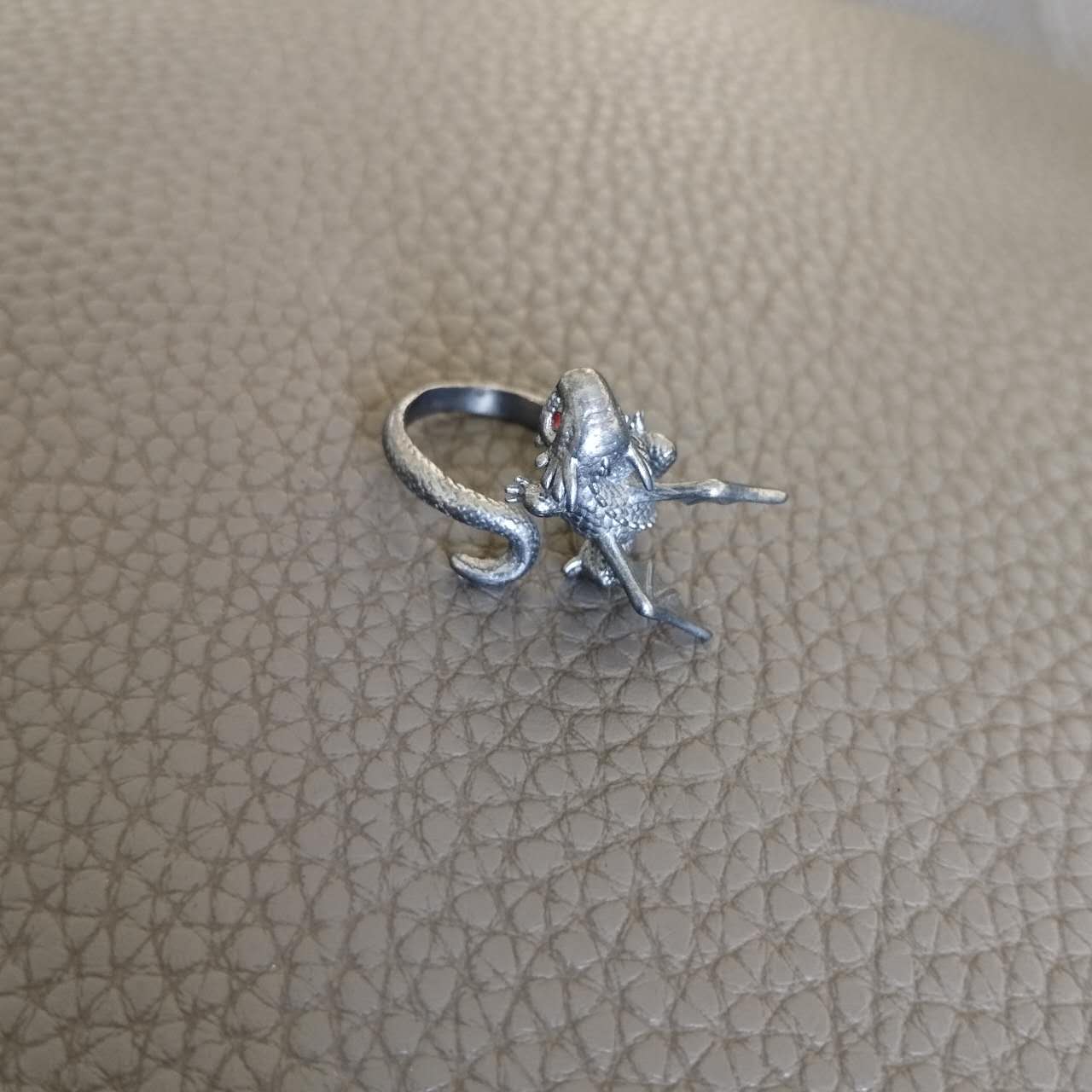 S925 Sterling Silver Dragon Ring – Gothic Adjustable Open Band, Fantasy Jewelry, Punk Rock Style Gift for Her
