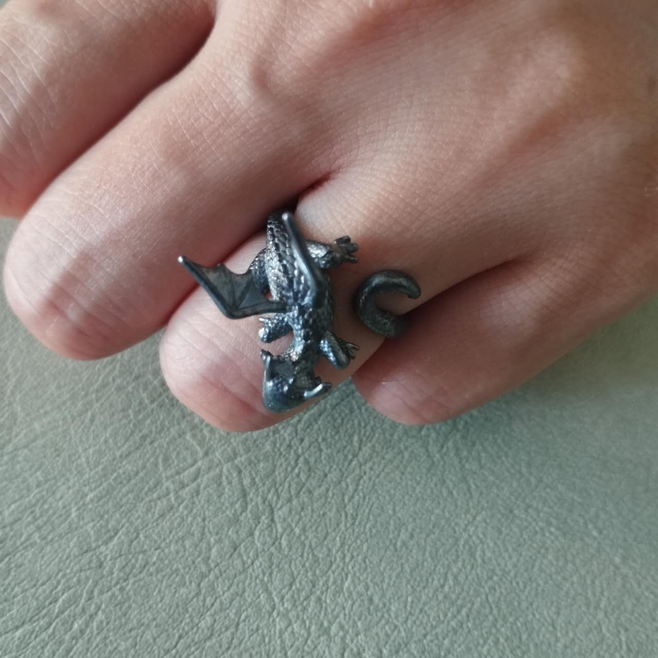 S925 Sterling Silver Dragon Ring – Gothic Adjustable Open Band, Fantasy Jewelry, Punk Rock Style Gift for Her