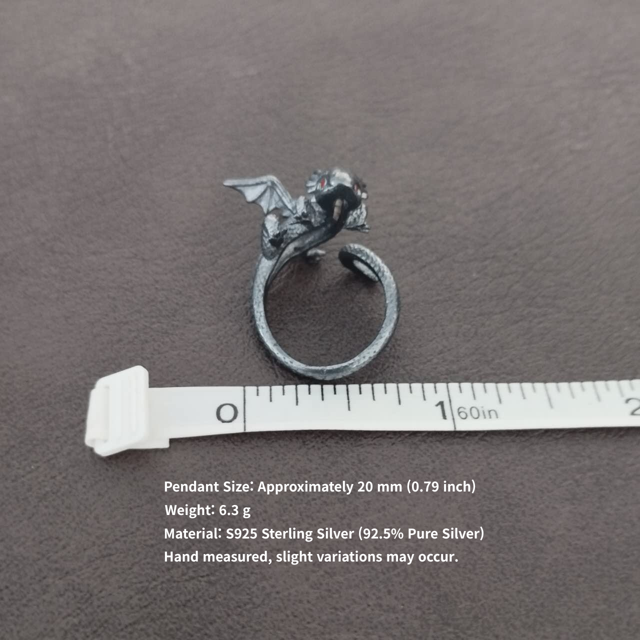 S925 Sterling Silver Dragon Ring – Gothic Adjustable Open Band, Fantasy Jewelry, Punk Rock Style Gift for Her