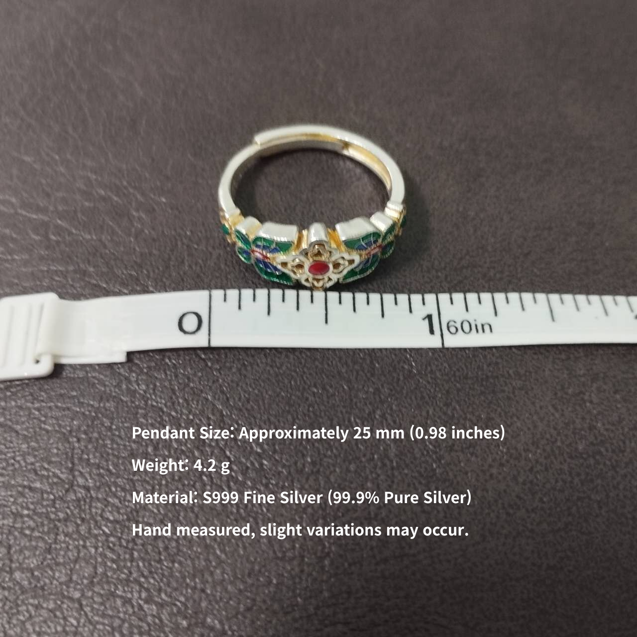 S999 Sterling Silver Butterfly & Floral Enamel Adjustable Ring – Handmade Vintage Jewelry Gift for Women