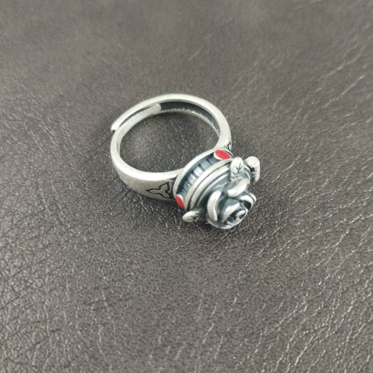 S999 Fine Silver Rose Locket Ring – Adjustable Vintage Gothic Gau Amulet Jewelry, Handmade Spiritual Gift for Women