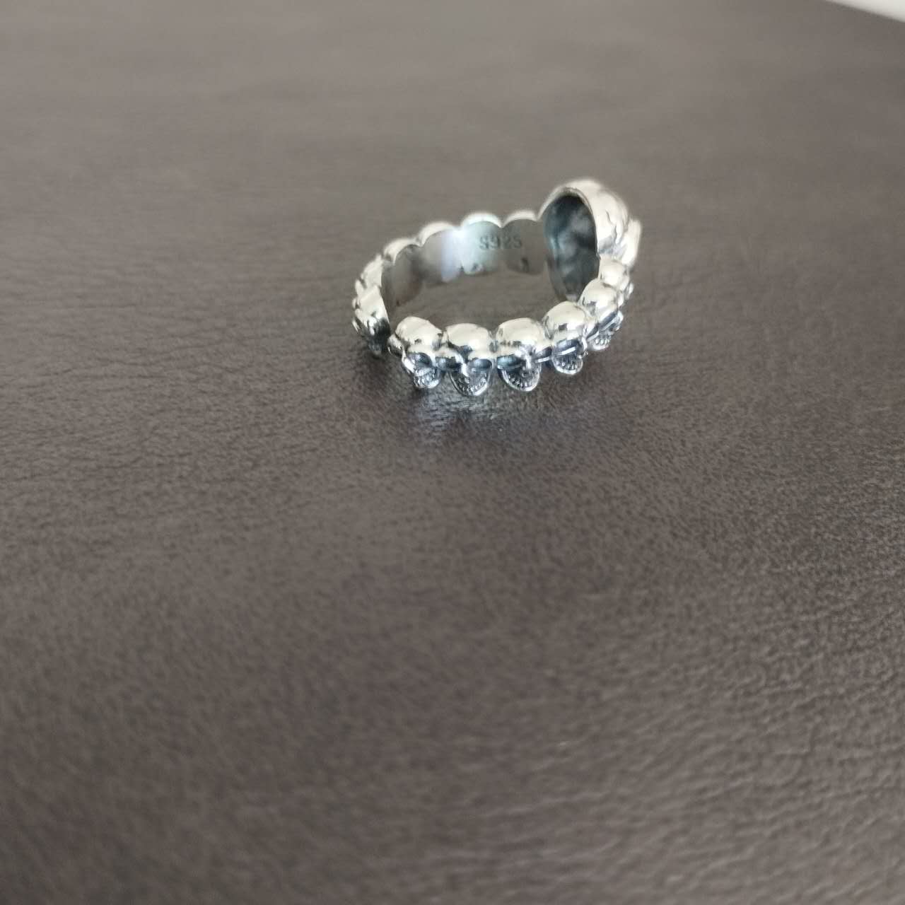 S925 Sterling Silver Skull Ring – Gothic Punk Adjustable Open Band, Unisex Statement Jewelry